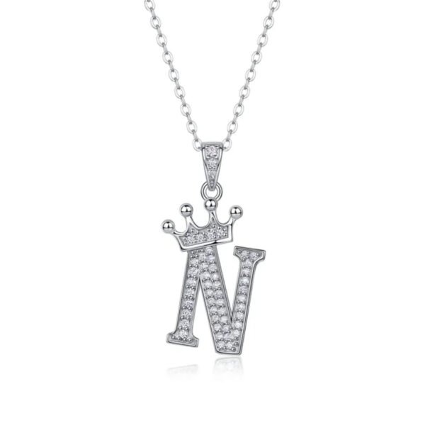 Alphabet Crown Moissanite Necklace in 925 Sterling Silver - Image 14