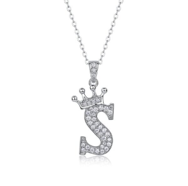 Alphabet Crown Moissanite Necklace in 925 Sterling Silver - Image 19