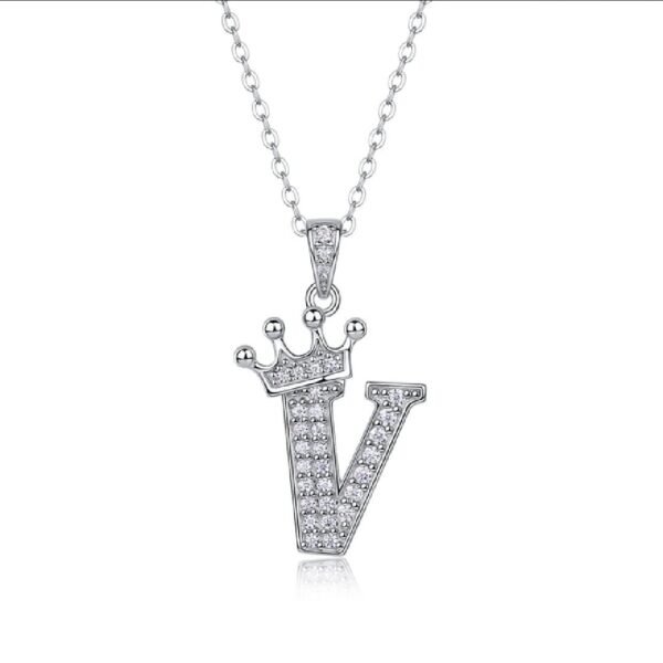 Alphabet Crown Moissanite Necklace in 925 Sterling Silver - Image 22