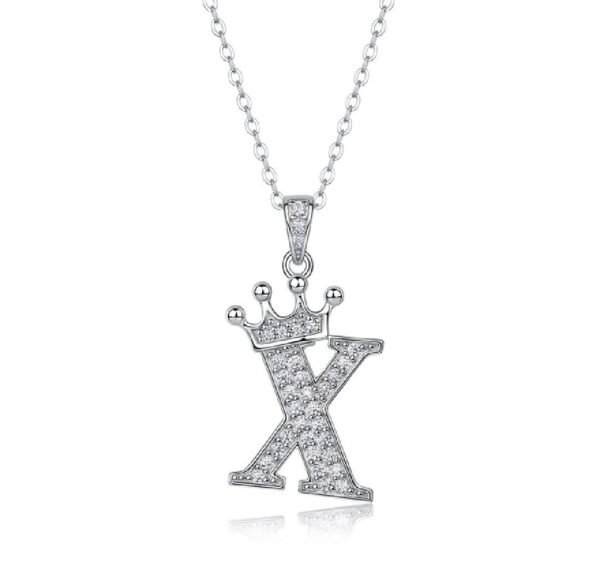 Alphabet Crown Moissanite Necklace in 925 Sterling Silver - Image 24