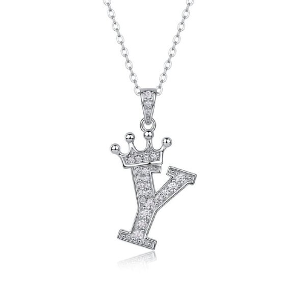 Alphabet Crown Moissanite Necklace in 925 Sterling Silver - Image 25