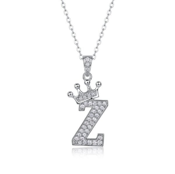 Alphabet Crown Moissanite Necklace in 925 Sterling Silver - Image 26