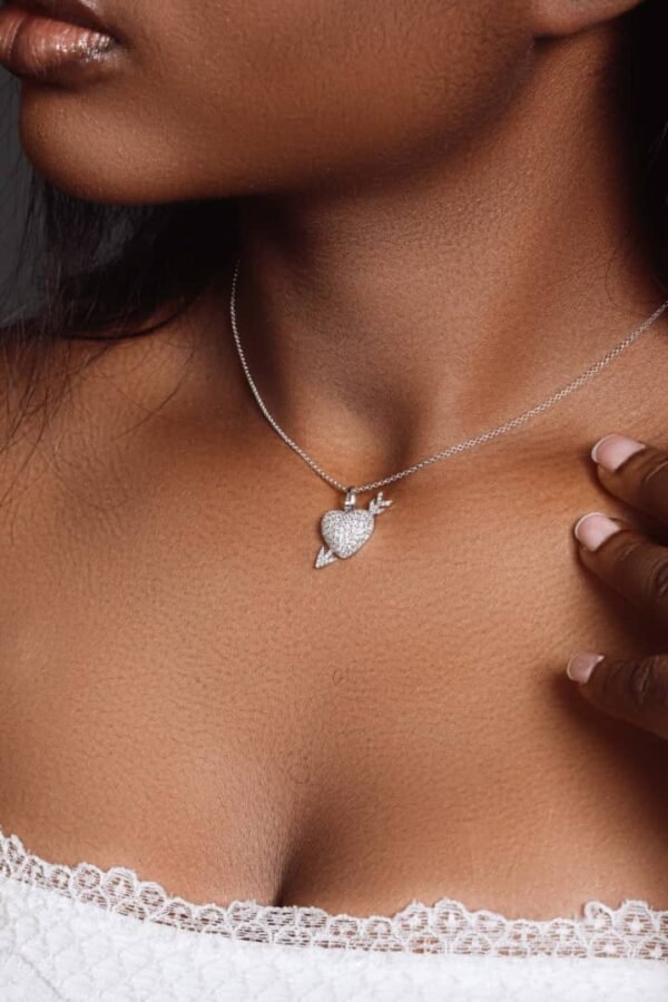 Arrow in the Heart Moissanite Necklace in 925 Sterling Silver - Image 3
