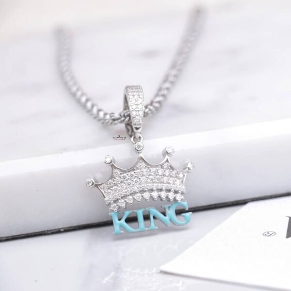 1.00mm Glow in the Dark King Pendant in 925 Sterling Silver