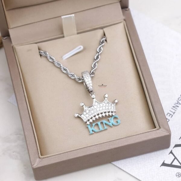 1.00mm Glow in the Dark King Pendant in 925 Sterling Silver - Image 2