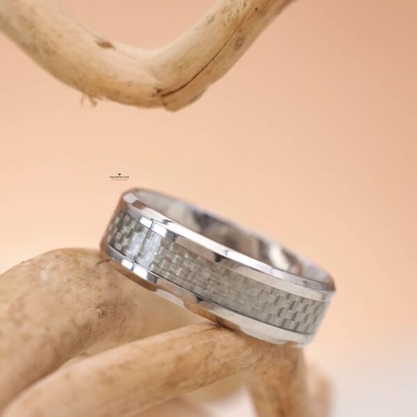 Alfred White Titanium Steel Male Wedding Band