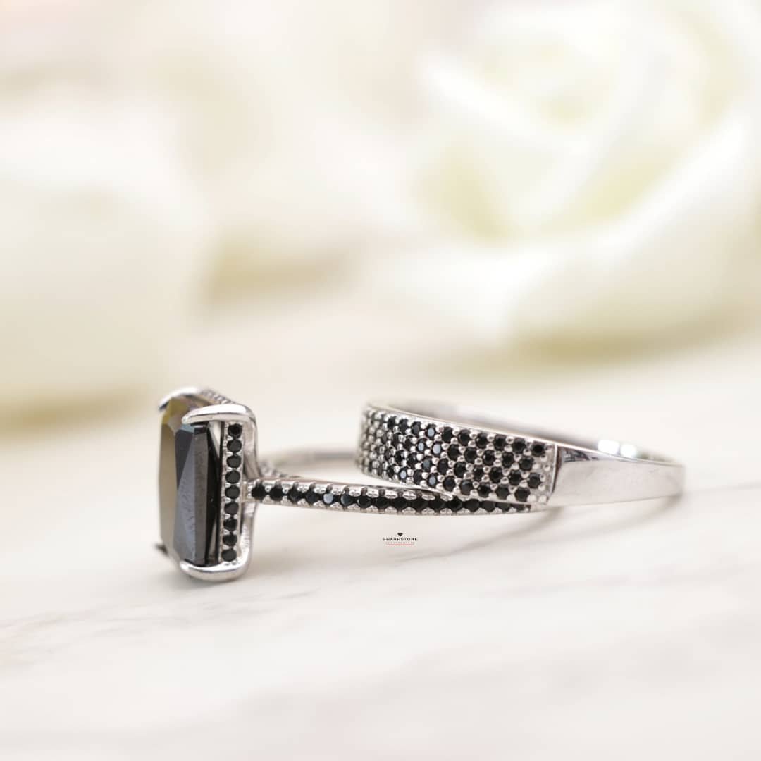 Raven Black- Blossom Black Sterling Silver Bridal Set - Image 2