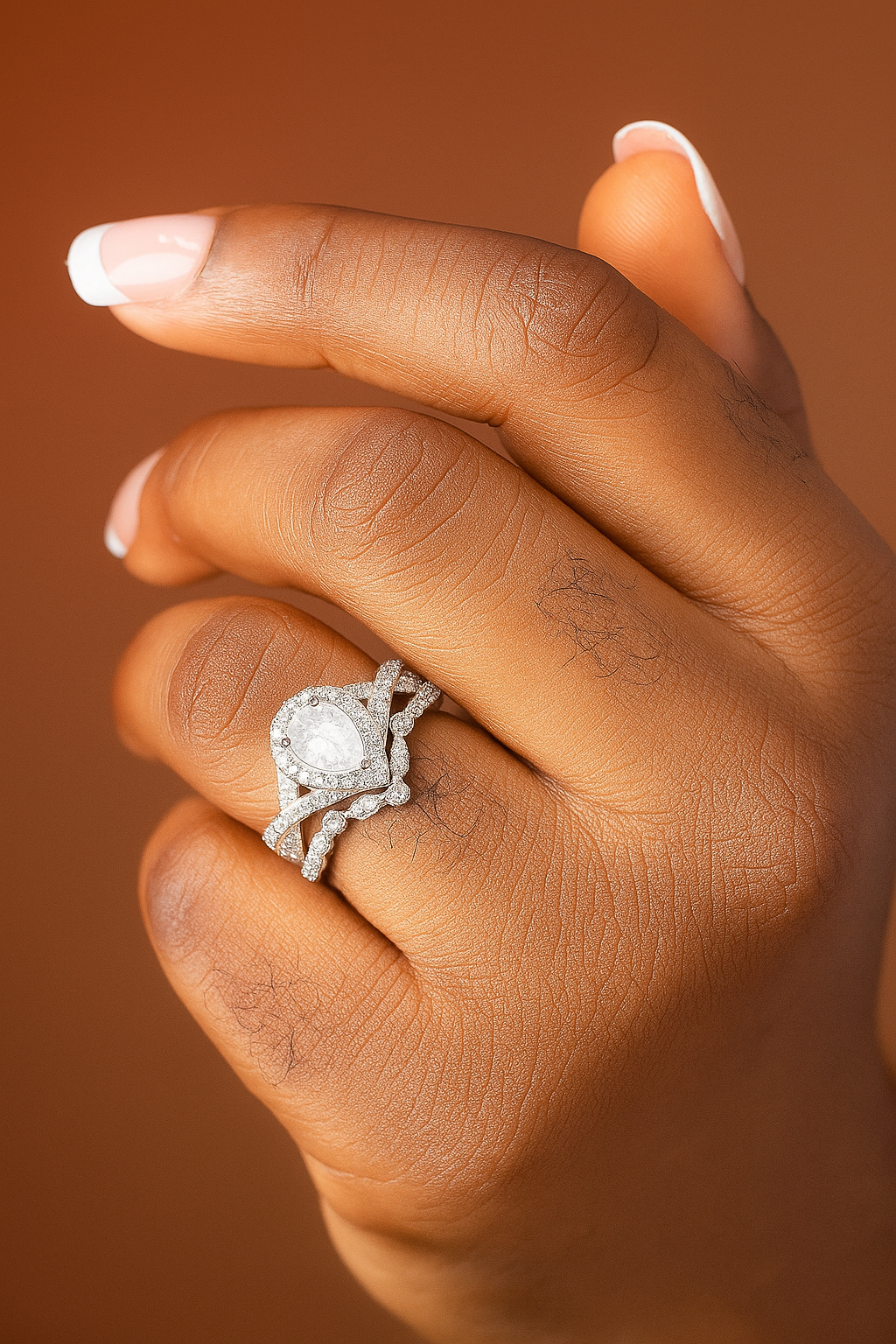 Amaya Sterling silver Bridal set with moissanite stones model