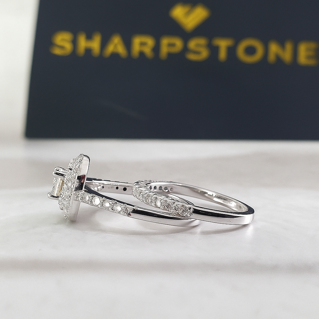 Cameroon Sterling silver Bridal set with moissanite stones side