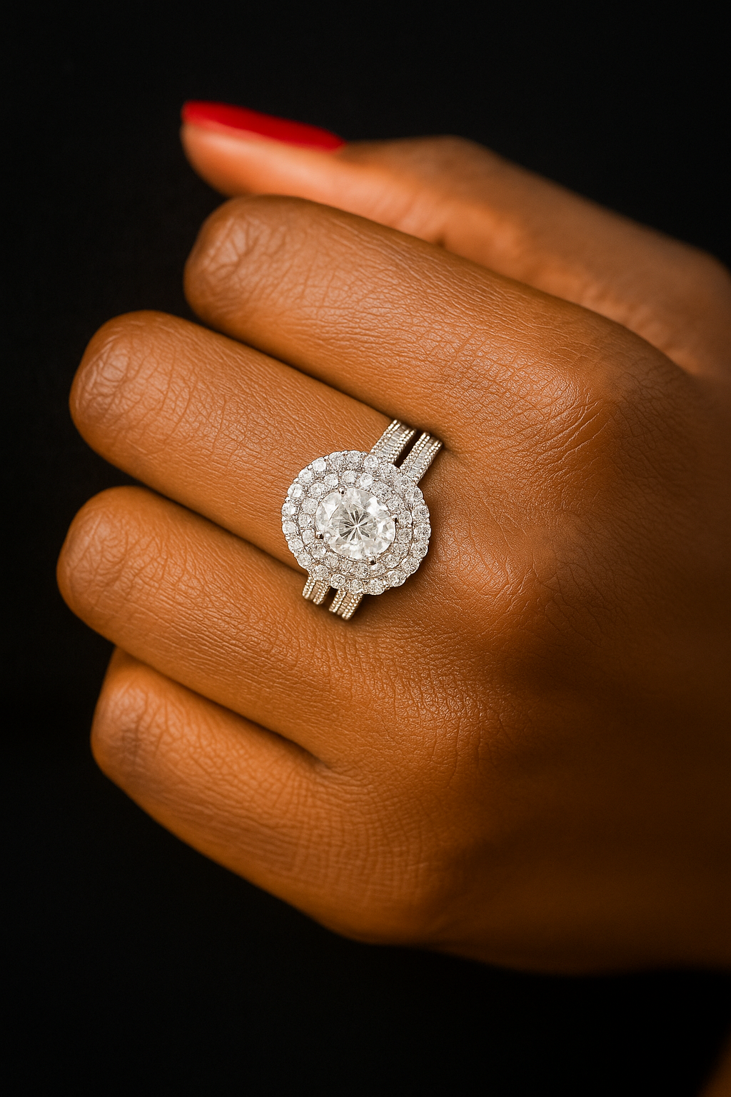 Cassidy Sterling silver Bridal set with moissanite stones model