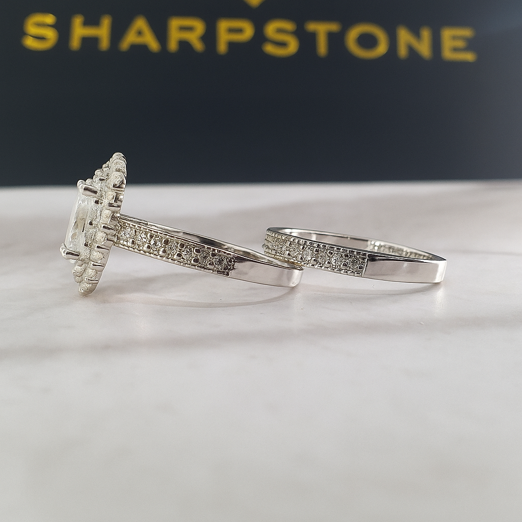 Cassidy Sterling silver Bridal set with moissanite stones side