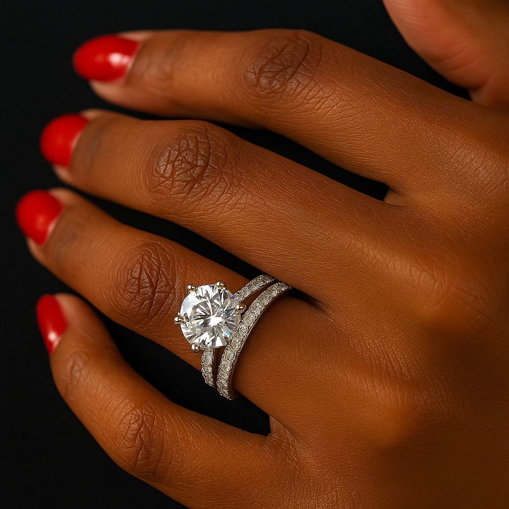 Ciel Sterling silver Bridal set with moissanite stones model