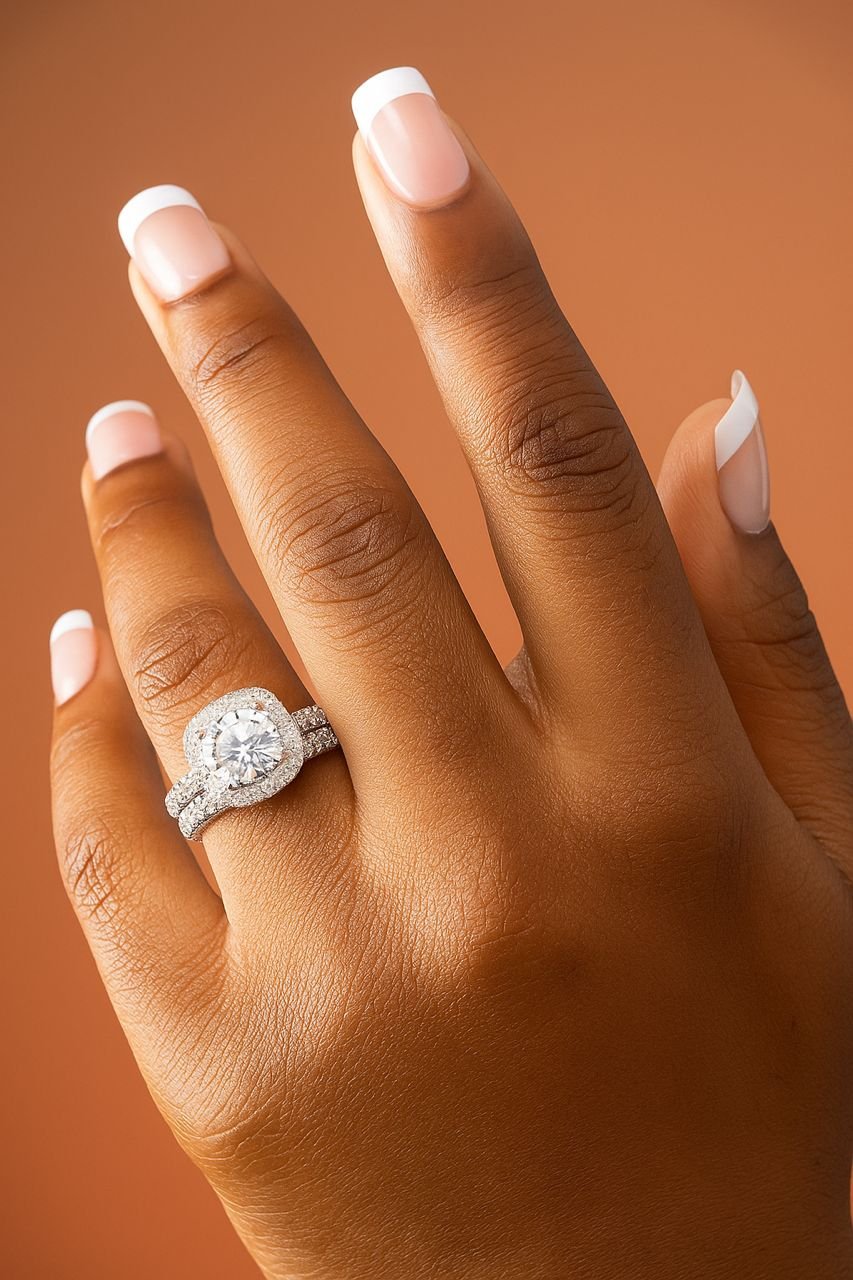 Esy Sterling silver Bridal set with moissanite stones model