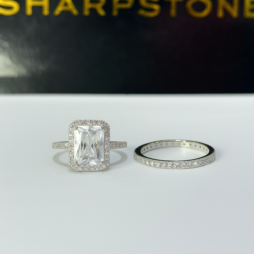 Giah sterling silver Bridal set with moissanite front