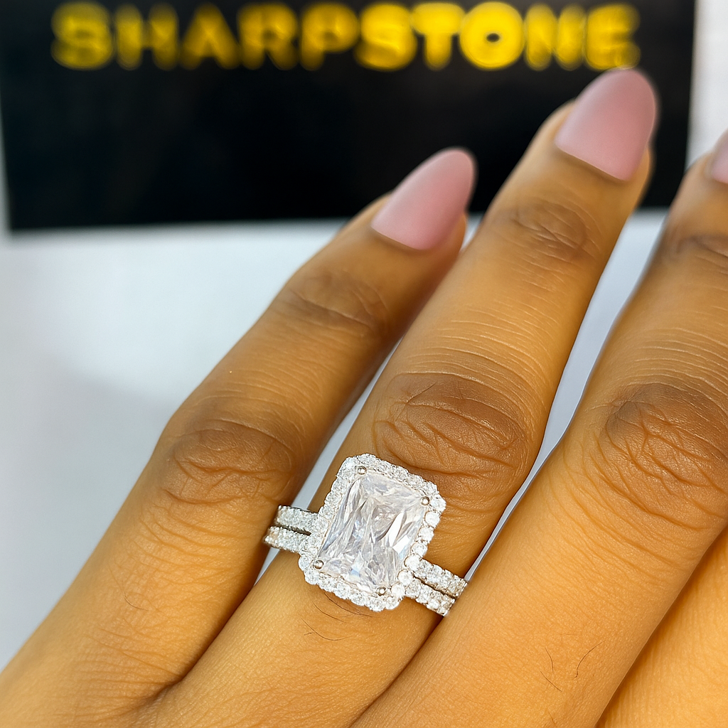 Giah sterling silver Bridal set with moissanite model