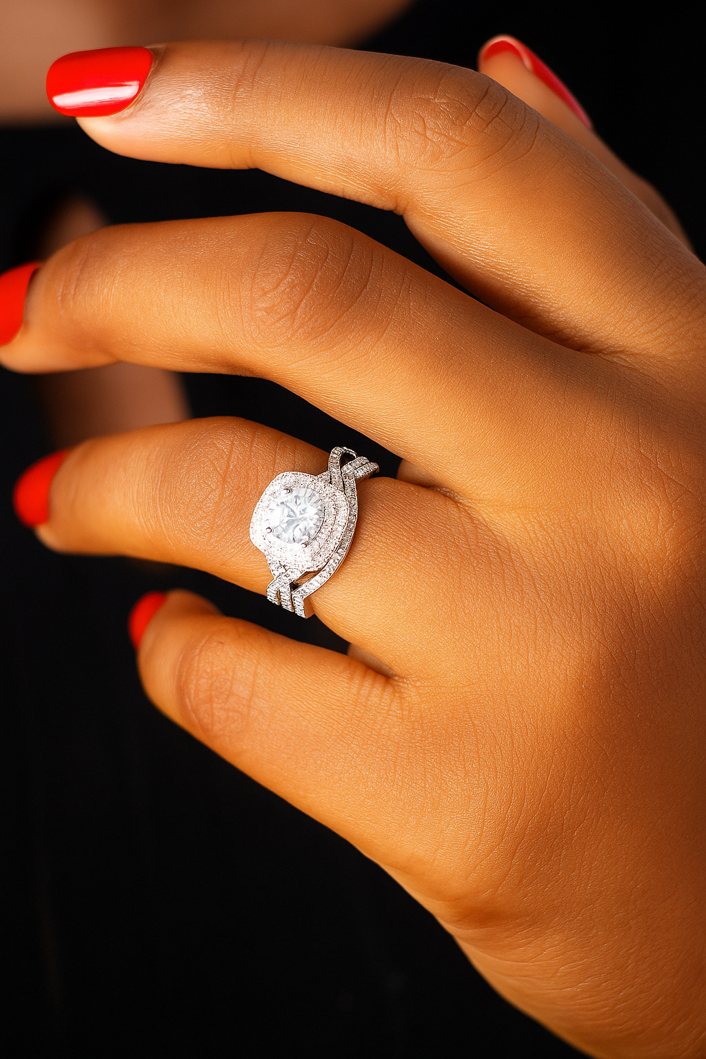 Isabella Sterling silver Bridal set with moissanite stones side 916