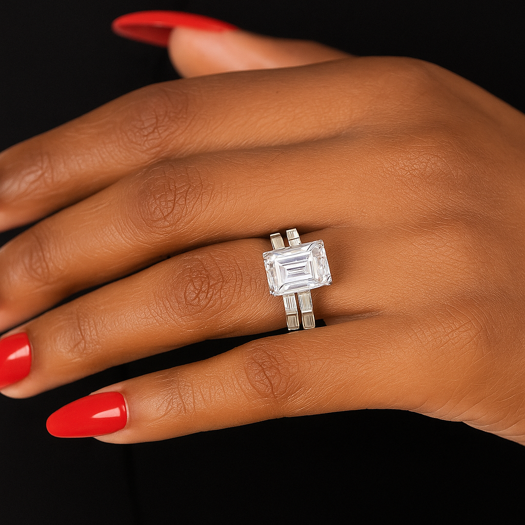 Liliana Sterling silver Bridal set with Moissanite stones model