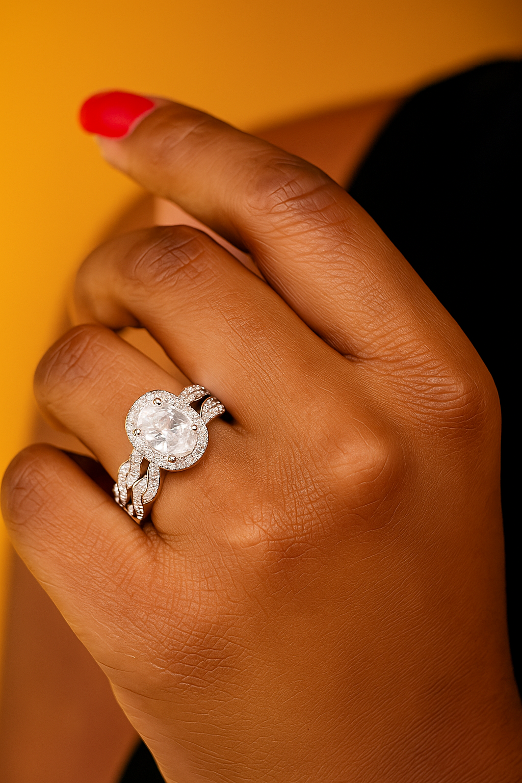 Melody Sterling silver Bridal set with moissanite stones model