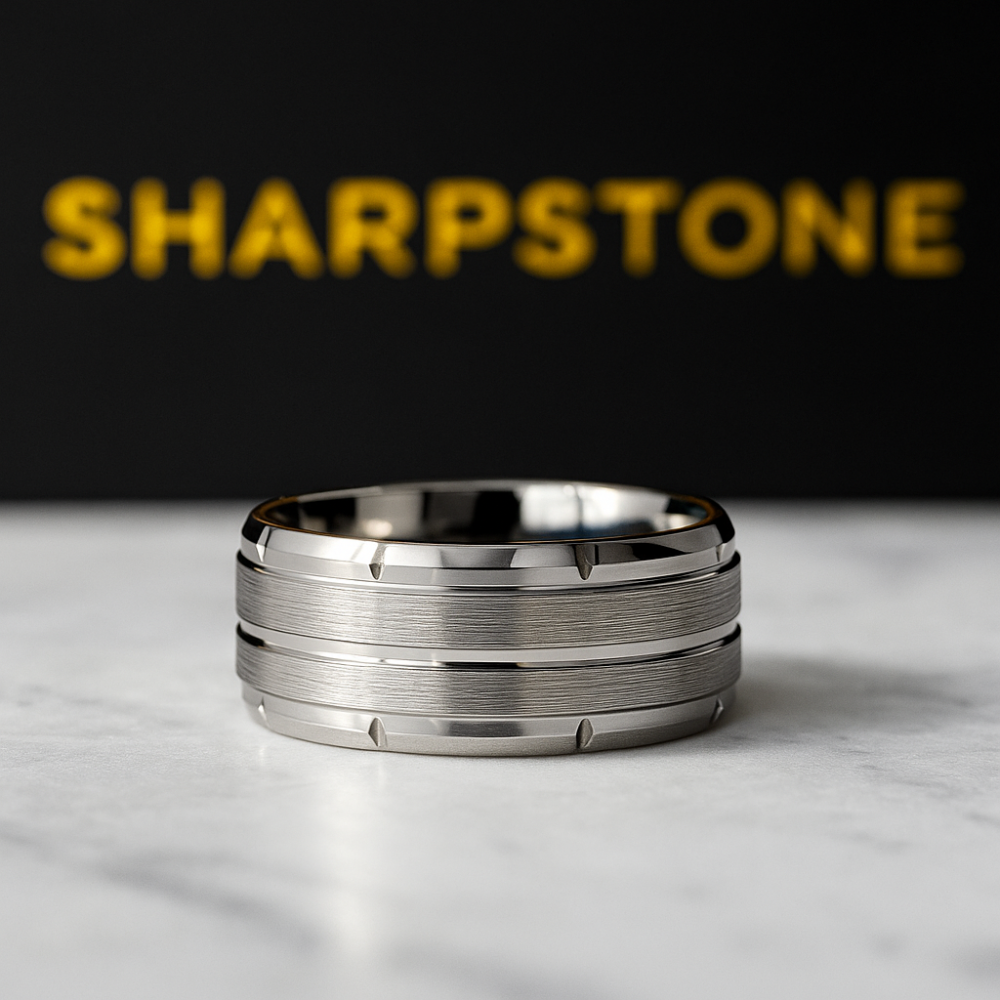 Evan Titanium Steel Male Band Front