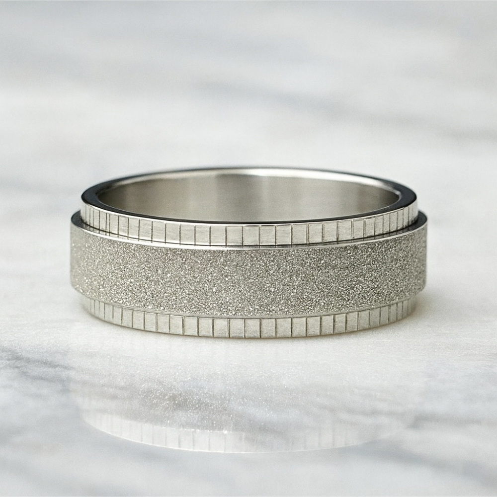 Jordan White Titanium Steel Male Band Front