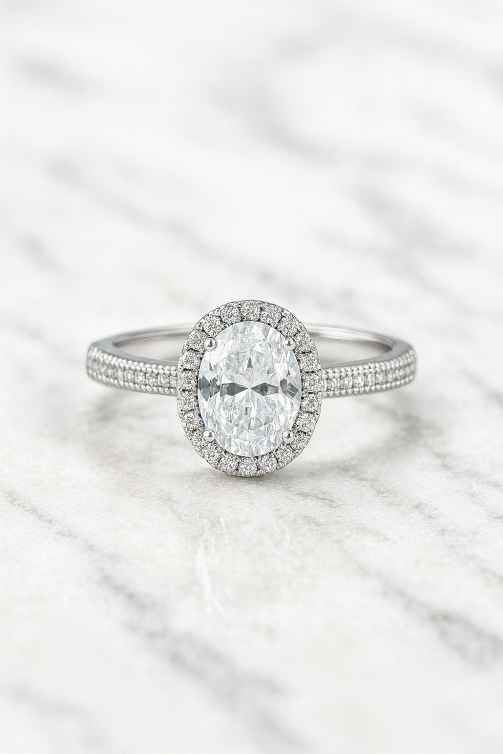 Juana white engagement ring with cz stones front view