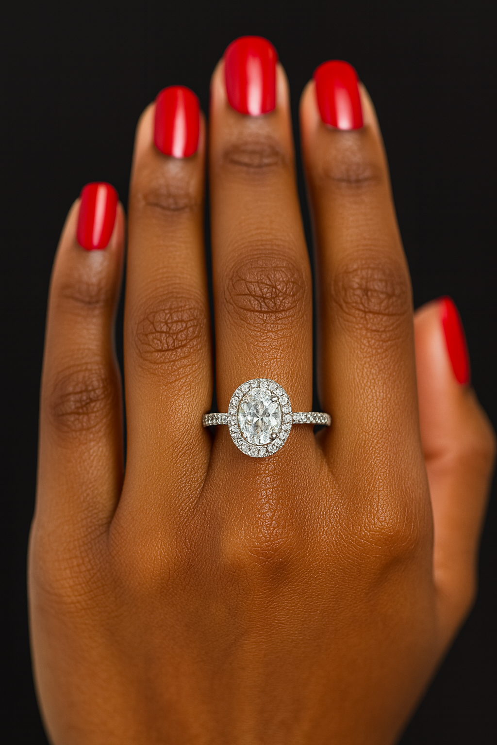 Juana white engagement ring with cz stones model view