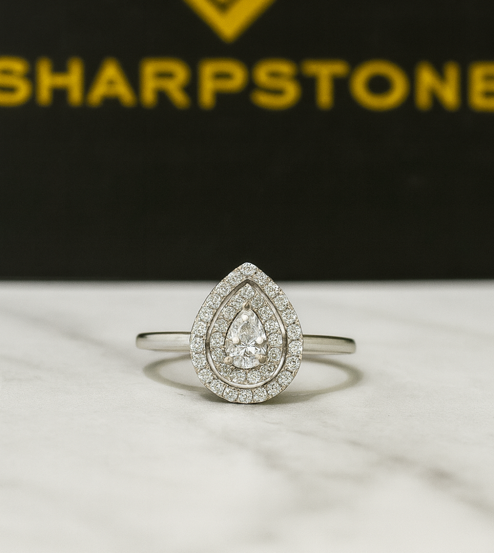 Kimora Sterling Silver Engagement Ring with Moissanite Stone Front