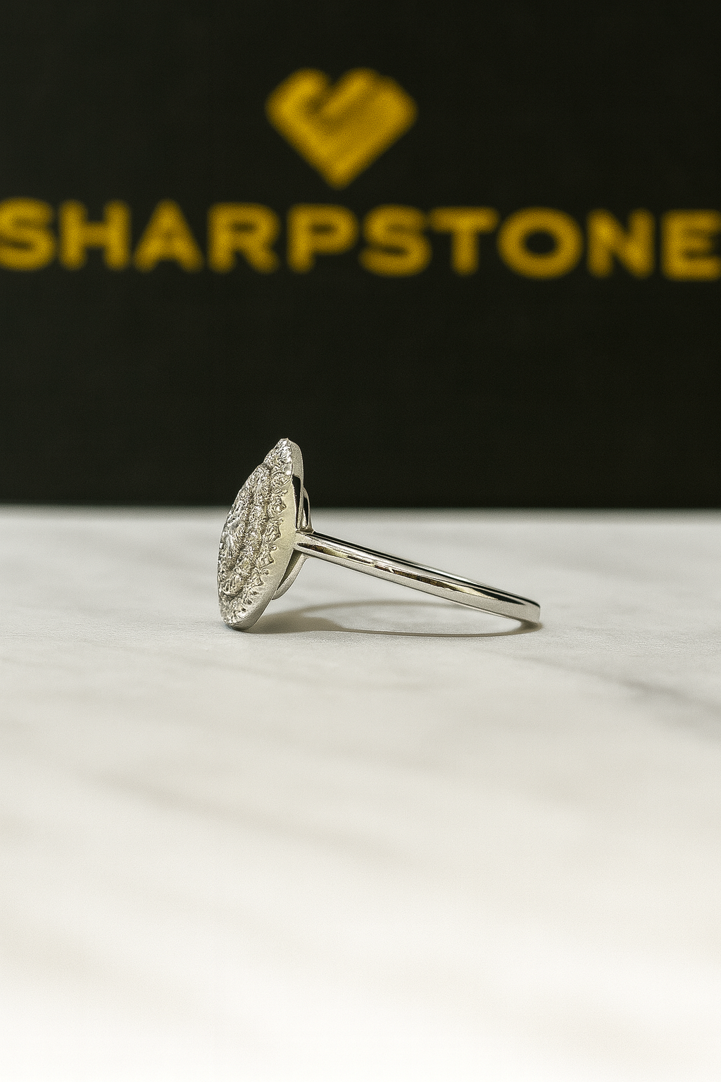 Kimora Sterling Silver Engagement Ring with Moissanite Stone Side