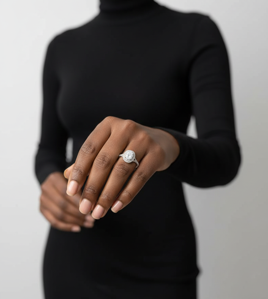 Matilda White Sterling Silver Engagement Ring with Cubic Zirconia Stones Model