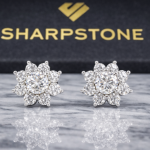 Sunny Side Sterling Silver Earring with Moissanite Stone