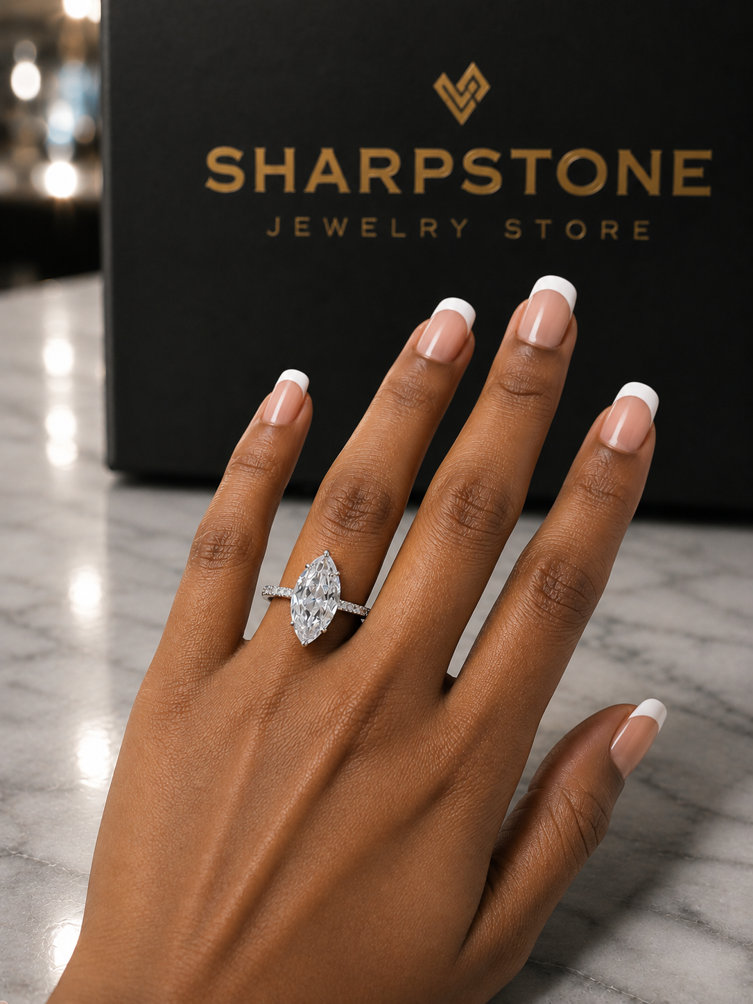 Alia Cathedral Marquise Eng Ring Model