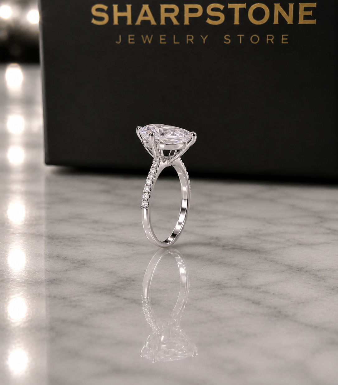 Alia Cathedral Pear Eng Ring Side