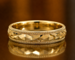 Brio Gold Male Band with Moissanite and Diamond Stone