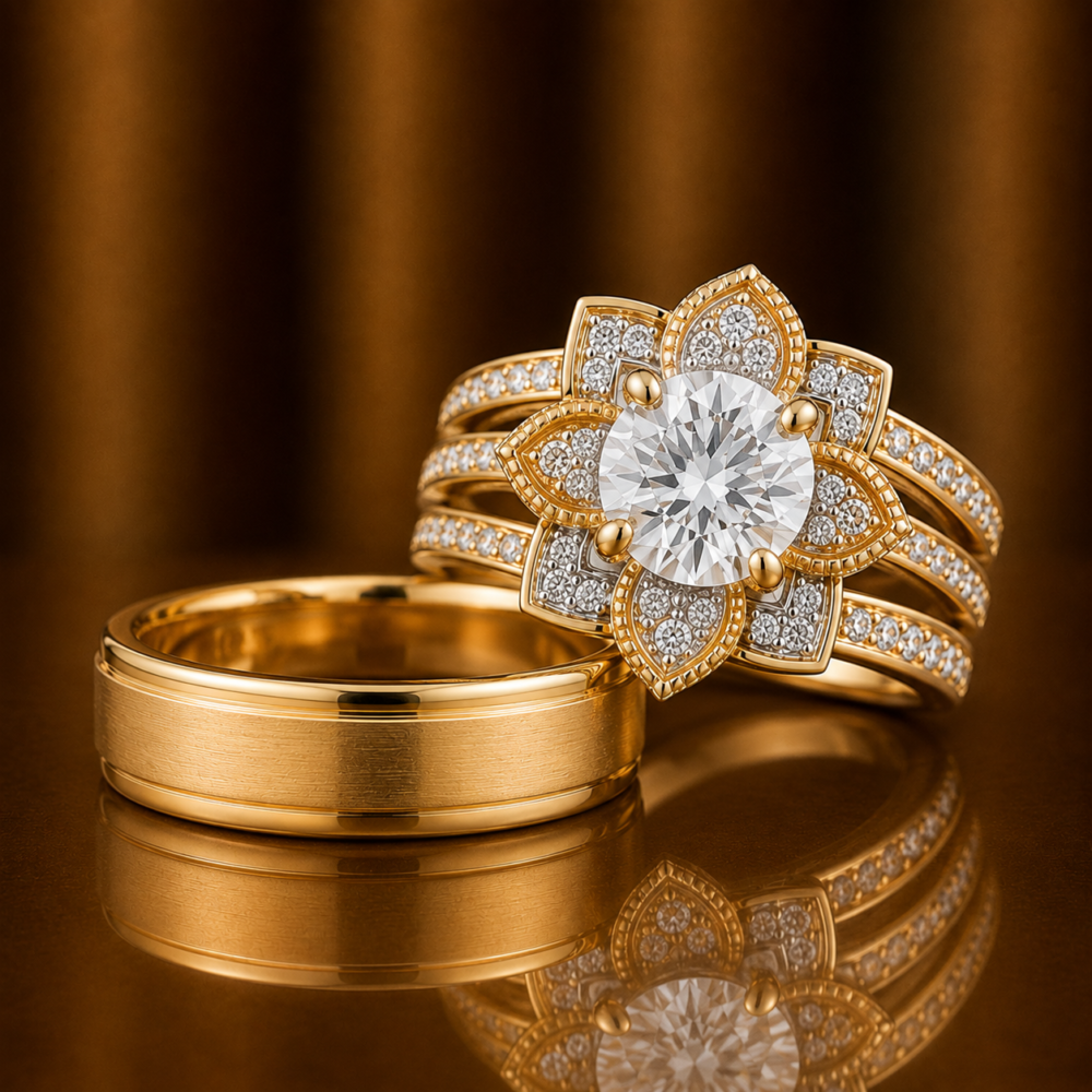 Demi Gold Trio Set Ring