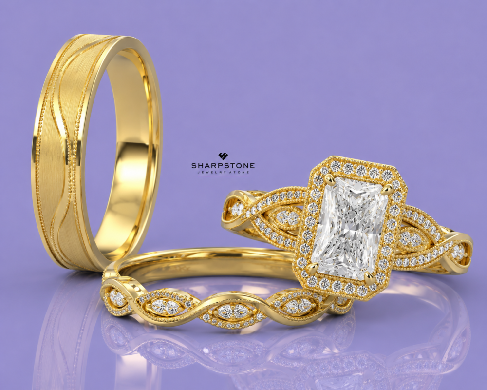 Echo Gold Trio Set Ring