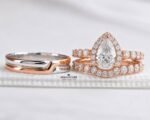 Elan Gold Trio Set Ring with Moissanite and Diamond Stone