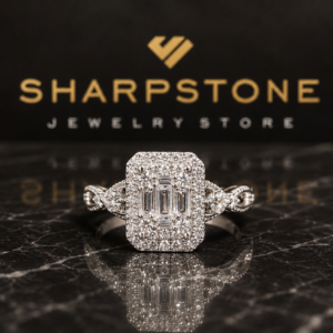 Emmeline Sterling Silver Engagement Ring with Cubic Zirconia Stone