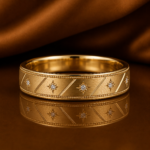 Nova Gold Male Band with Moissanite and Diamond Stone