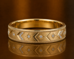Paris Gold Male Band with Moissanite and Diamond Stone