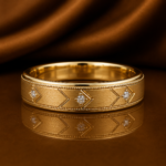 Paz Gold Male Band with Moissanite and Diamond Stone