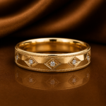 Senda Gold Male Band with Moissanite and Diamond Stone