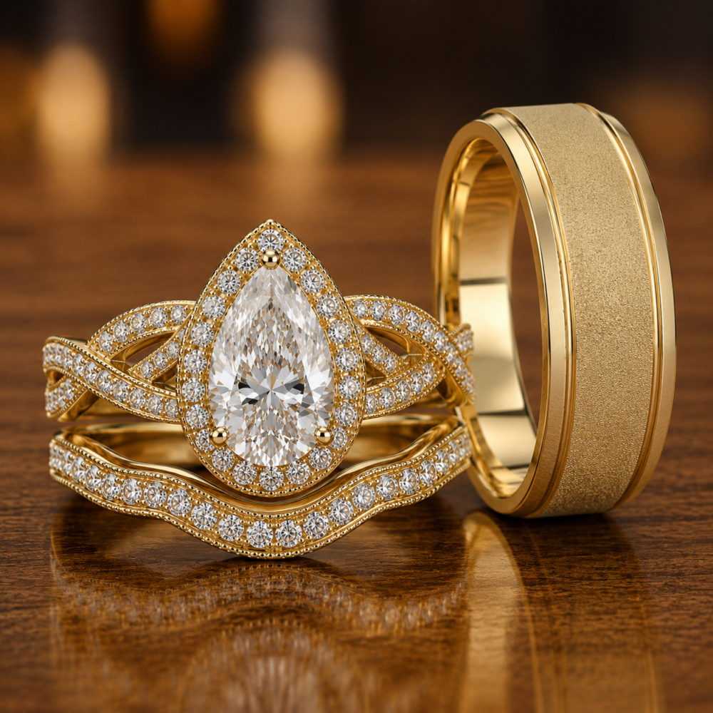 Sol Gold Trio Set Ring