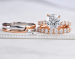 Vale Gold Trio Set Ring with Moissanite and Diamond Stone