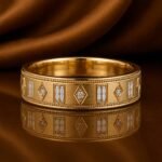 Vela Gold Male Band with Moissanite and Diamond Stone